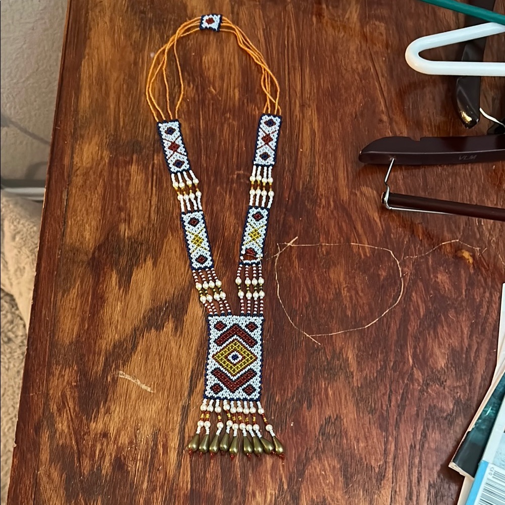 Sautior Handcrafted Beaded Necklace with Geometric Patterns
